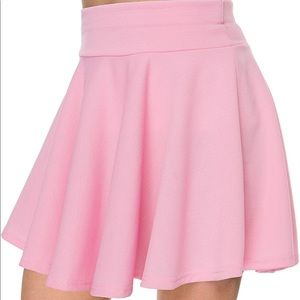 Pink Pleated Skater Skirt